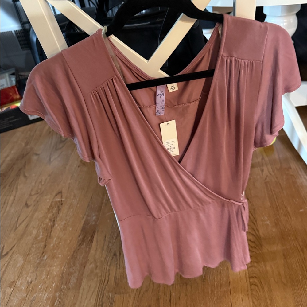 Francesca's Collections Dusty Rose Wrap Blouse